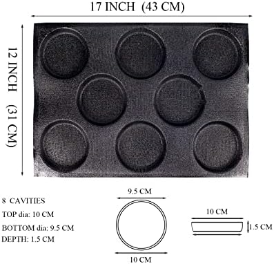 KBTBAK Black Perforated Silicone Hamburger Bun Pan, Non-Stick Baking Pan for Making Buns