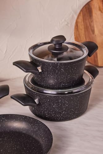 Karaca Defne Biogranit V2 7-Piece Cookware Set, Black