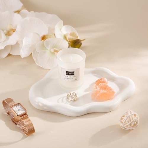 Ceramic Jewelry Tray Trinket Dish, Decorative Cloud Vanity Key Tray for Women, Ring Holder Dish, Cute White Jewelry Plate Bowl Room Decor Aesthetic, Birthday Mother's Day Christmas Gift