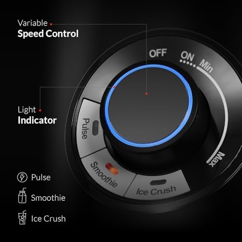 Feller Germany, 1200W Blender + Grinder Mill, 1.7L Glass Jar, Ice Crush/Smoothie/Pulse Modes, Variable Speed, 6-Fin Blade, Safety Lock, 2Y Guarantee BLG1200 UAE Stainless Steel (Black)