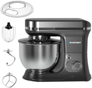 Blaupunkt Stand Mixer 1000W – 6-Speed with Pulse, 5L Stainless Steel Bowl, Dough Hook, Beater, Whisk, Metal Gear, Planetary Mixing, Splash Guard, Tilt Head, 2-Year Warranty