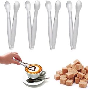 KASTWAVE Silver Mini Serving Tongs, U-Shaped Stainless Steel for Desserts Coffee Tea Sugar Ice Cube Appetizer Kitchen Party - 4 Pcs