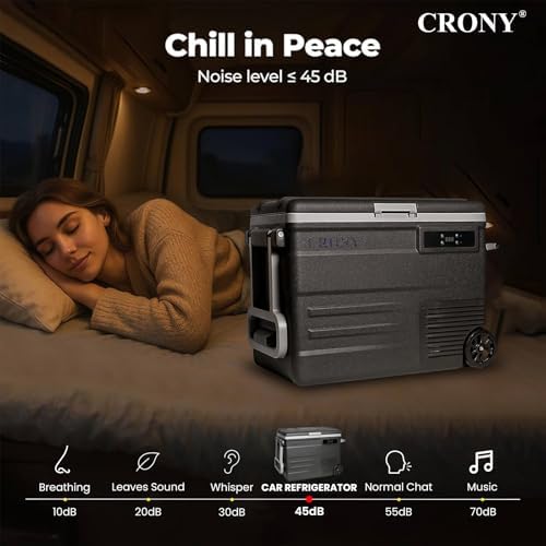 CRONY U55 12V/24DV Car Refrigerator 55L Electric Cooler Car Fridge APP Bluetooth Control -20°C to 20°C, Portable with Wheels Freezer for Camping Travel Outdoor, Dual Power Options