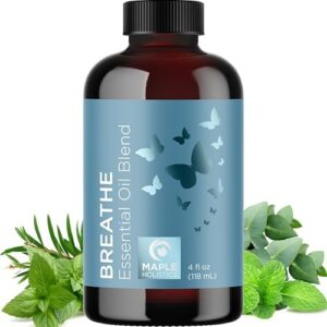 Breathe Blend Essential Oil for Diffuser - Invigorating Breathe Essential Oil Blend with Eucalyptus Peppermint Tea Tree and Mint Essential Oils for Diffusers for Home and Shower Aromatherapy 4oz