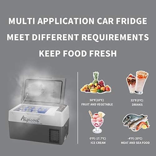Alpicool G22 Car Fridge 22 Litre Mini Fridge 12/24v Car Refrigerator Portable Camping Fridge Freezer Truck Electric Cool Box for Campervan RV Boat Travel Picnic,-20℃ to 20 ℃/Low Consumption