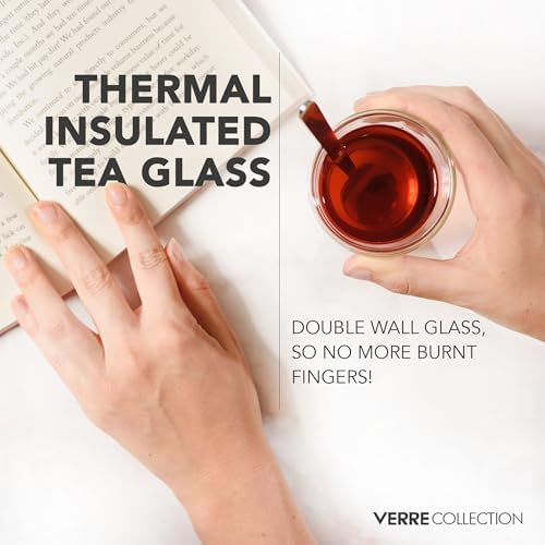 Verre Collection Original Double Wall Turkish Tea Glass Cups 4.25 Ounce Set Of 2 Insulated Thermo Glass 4.25oz Clear