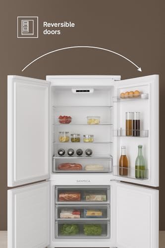 SANMICA Built In Refrigerator, SMBC256V/01 No Frost Freezer, Auto Defrost Fridge, Energy Efficient, A+ Cooling, Antibacterial System, 243L, Italian Engineering Crafting, 1 Year Manufacturer Warranty