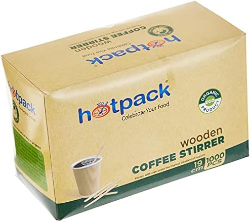 Hotpack Disposable Wooden Coffee, Tea Beverage Stirrer, 19cm, 1000 Pieces