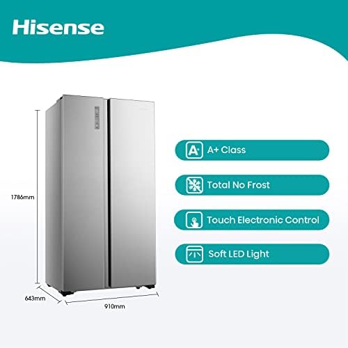 Hisense 670 Liter Refrigerator Side By Side A+ Energy Efficiency Silver Model RS670N4ASU -1 Years Full & 5 Years Compressor Warranty.