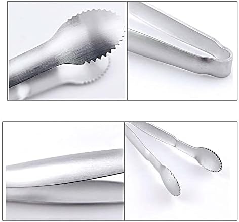 KASTWAVE Silver Mini Serving Tongs, U-Shaped Stainless Steel for Desserts Coffee Tea Sugar Ice Cube Appetizer Kitchen Party - 4 Pcs
