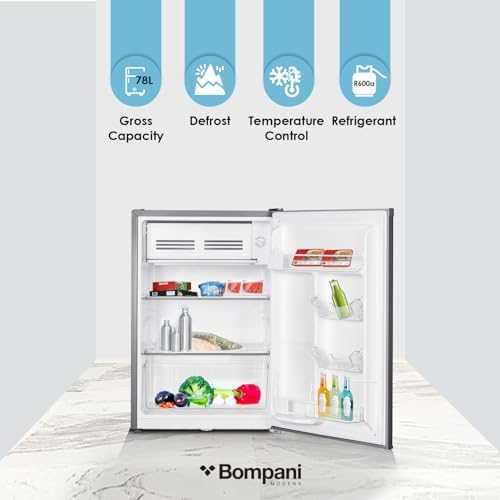 Bompani 78 Litter Single Door Refrigerator - Defrost Fridge Freezer With Smart Sensor & Humidity Control – BR110N - Black