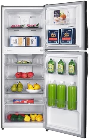 Super General 260 Liters Gross Top Mount Refrigerator-Freezer SGR260N, Temperature Control, No Frost, Multi-Air Flow, LED Light, 54.5 W cm x 56 D cm x 142.5 H cm, Silver, 1 Year Warranty
