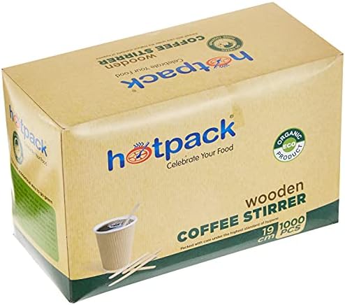 Hotpack Disposable Wooden Coffee, Tea Beverage Stirrer, 19cm, 1000 Pieces