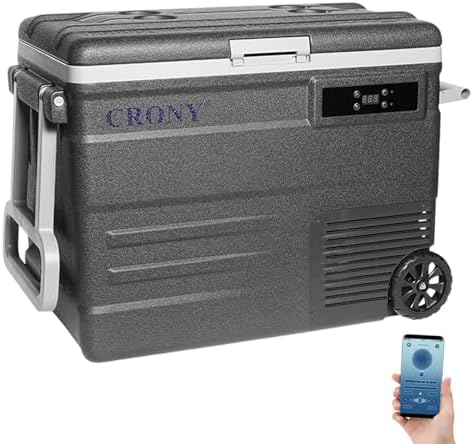 CRONY U55 12V/24DV Car Refrigerator 55L Electric Cooler Car Fridge APP Bluetooth Control -20°C to 20°C, Portable with Wheels Freezer for Camping Travel Outdoor, Dual Power Options