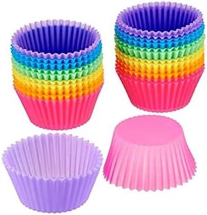 12Pcs/Lot 7Cm Muffin Cupcake Mould Colorful Round Shape Silicone Cupcake Mould Bakeware Maker Mold Tray Baking Cup Liner Molds, Multi Color