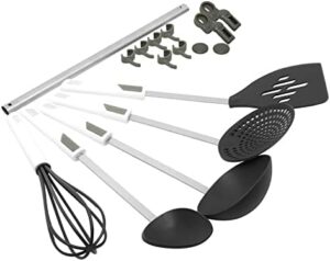 Prestige 6-Piece Plastic Kitchen Tool Set with Rack | Spatula Set for Kitchen | Black â€“ PR54112
