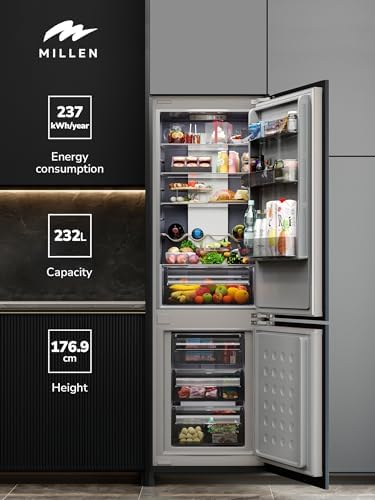 MILLEN Built-in Refrigerator, 232L, 3 Y Warranty, Grey Interior, No Frost, 2 Doors Fridge Freezer, Electronic Controls, LED Backlight, Quick Cooling/Freezing, Vacation Mode, MBIA 177.3ID