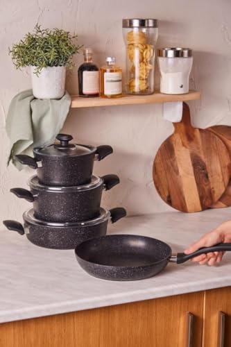 Karaca Defne Biogranit V2 7-Piece Cookware Set, Black