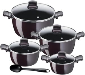 TEFAL Cooware Set | G6 Resist Intense 9 Pcs Cooking Set | Non-Stick | Burgundy | Aluminium |2 Years Warranty | D5229183