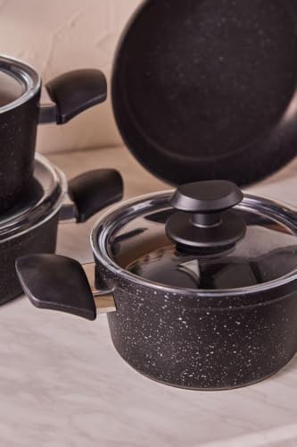 Karaca Defne Biogranit V2 7-Piece Cookware Set, Black