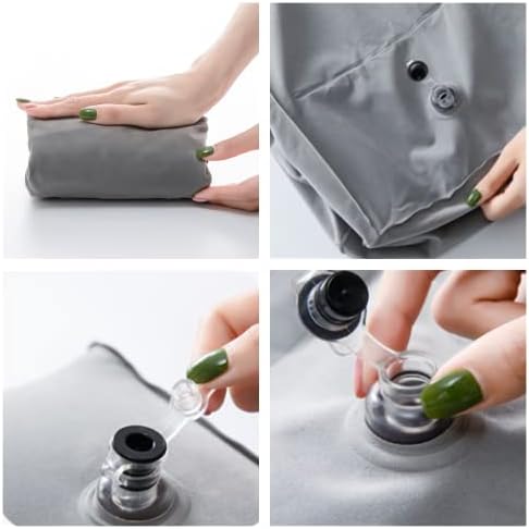 Beauenty Portable Inflatable Travel Foot Rest Pillow,adjustable Three Layers Height Pillow For Airplanes,Cars,Trains,Kids To Sleep On Long Flights,suitable For Office,Home And Any Travel(Grey)