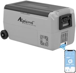 Alpicool T36 36 Litre Portable Fridge 12V 24V Cool Box Electric Freezer Box Small Freezer for Car Camping Truck Boat and Socket with USB Port