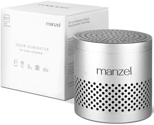 Manzel, Fridge and Freezer Odor Remover, 10 year Life Span, Air Freshener for Refrigerator and Home, Beats Baking Soda and Bamboo Charcoal, perfect for: Car, Shoe Box, Cat Litter, Gym Bag