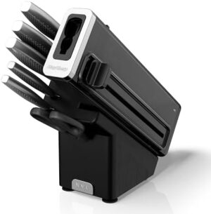 Ninja StaySharp 6-Piece Knife Set With Integrated Sharpener - Chef, Slicing, Bread, Utility, Paring Knives and Kitchen Scissors - Stainless Steel, Charcoal K62006EUUK