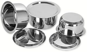 Sumeet 3 Pcs Stainless Steel Induction & Gas Stove Friendly Container Set/Tope/Cookware Set With Lids Size No.10 To No.12 Standard White