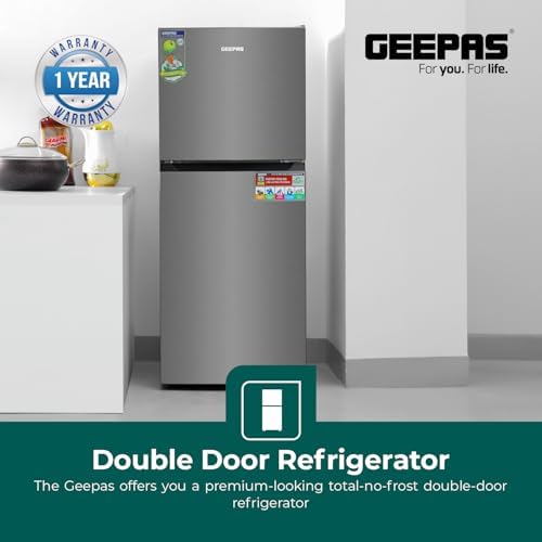 250L Gross-180L Net Capacity, No Frost Double Door Refrigerator| With Multi Air Flow, Stainless Steel Body, Recessed Handle,Tempered Glass Shelves GRF2522SXN