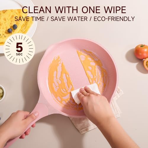 JEETEE Pink Pots and Pans Set Nonstick 23pcs, Healthy Kitchen Cookware Sets, Induction Cooking Set Pink Frying Pans, Saucepans, Sauté & Griddle & Crepe Pan (PFOA Free)