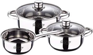 SAN IGNACIO CASSEL STAINLESS STEEL 5PC COOKWARE SET WITH INDUCTION BOTTOM, COOKING POT SET, SG8171