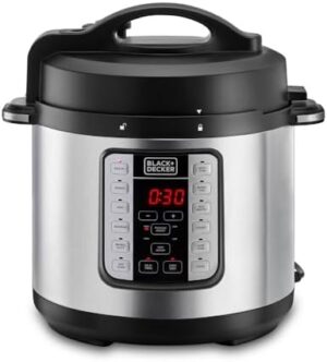 Black & Decker 1000W 6L Electric Pressure Cooker 7in1, With 12 Smart Programs 9 Safety Features Dishwasher Safe with Accessories, For Quick and Easy Meals PCP1000-B5 2 Years Warranty