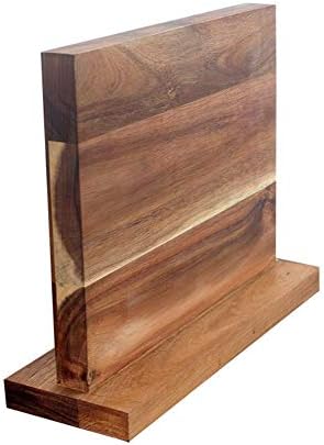 SYOSI Magnetic Knife Block Holder Universal, Double Sides Storage Wood Knife Rack Stand, Kitchen Organizer, Without Knives