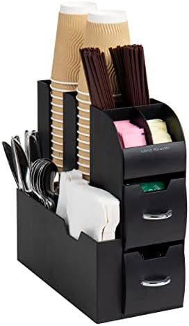 Mind Reader Coffee Condiment and Accessories Caddy Organizer, Black