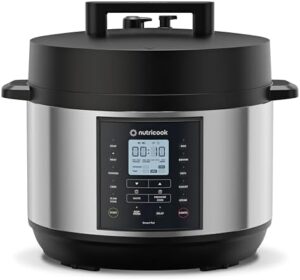 Nutricook Smart Pot 2 Plus 1500 Watts - 9 Appliances in 1, Pressure Cooker, Slow Cooker, Rice Cooker, Steamer, Sauté Pot, Yogurt Maker, Soup Maker, Cake Maker, Food Warmer, 9.5L, Brushed SS/Black