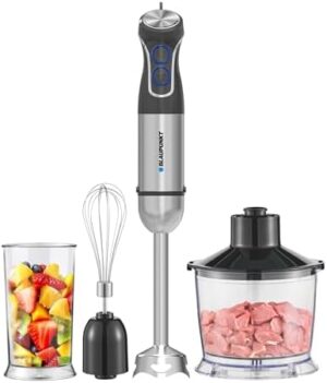 Blaupunkt Immersion Hand Blender Smoothie Maker |1000W Stainless Steel Shaft Blade with Chopper | Whisk Beaker Variable Speed Ergonomic Grip- Easy Clean, Copper Motor