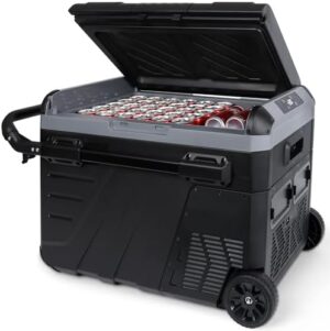 Portable Fridge Freezer,Camping Fridge,35 Quart (35 Liter) Car Camping Refrigerator,12/24V DC and 100-240V AC Car Fridge Cooler for Outdoor, Camping, RV, Truck, Boat