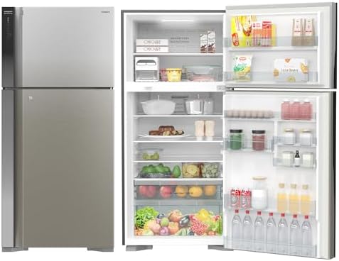 Hitachi 760L Gross Top Mount Double Door Refrigerator RV760PUK7K1BSL, 10 Year Warranty on Inverter Compressor, 2 Doors Fridge, Dual Fan Cooling, Touch Screen Control, Movable Twist Ice Tray, Silver