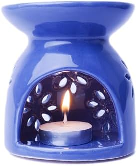 Ceramic Diffuser/Essential Oil Diffuser with Tea Light Candle - Pack of 1 | Ceramic Oil Diffuser/Essential Oil Burner/Aroma Diffuser for Home, Office & Toilets (Lilac)