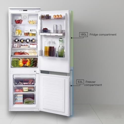 SANMICA Built In Refrigerator, SMBC256V/01 No Frost Freezer, Auto Defrost Fridge, Energy Efficient, A+ Cooling, Antibacterial System, 243L, Italian Engineering Crafting, 1 Year Manufacturer Warranty
