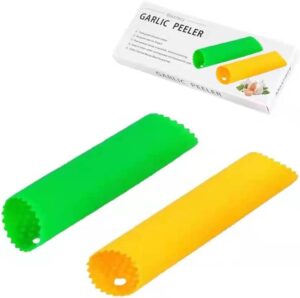 [Upgraded Version] 2 Set Peeler Silicone Easy Roll Tube Useful Garlic Odorfree Kitchen Tool (Yellow,Green)