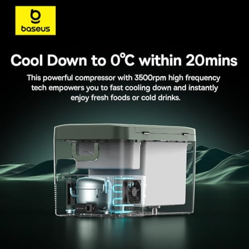 Baseus T-Space Car Refrigerator Freezer & Cooler for Tesla Model Y – 26.1L, -4℉ Fast Cooling, App Control, Ideal for Car, Outdoor & Camping - Green