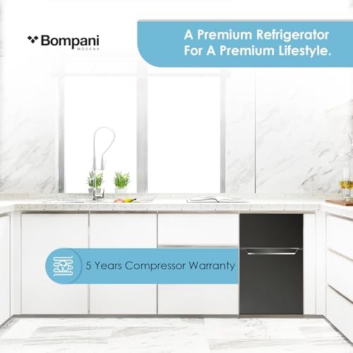 Bompani 100 Liter Top Mount Double Door Refrigerator - Defrost Fridge Freezer With Smart Sensor & Humidity Control With 1 Year Full & 5 Year Compressor Warranty - BR100SS - Black