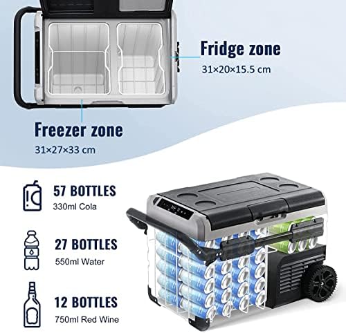 Alpicool Portable Mini Fridge & Freezer with Solar/AC/Car Rechargeable Battery 35L 12/24V DC and 220V AC or Solar 12~50V DC for Outdoor Camping | Cooling to - 20℃