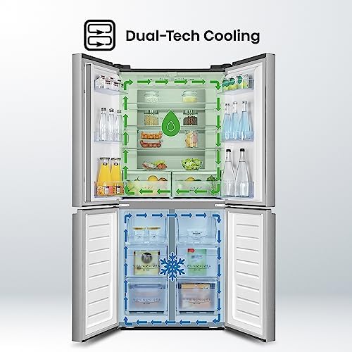 Hisense RQ561N4AC1 432 Four Door Refrigerator, No Frost Technology, Silver, 1 Year Warranty