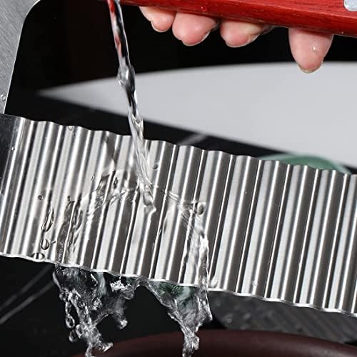 Baskety Crinkle Cutters, Potato Cutter, Soap Cutting Tool French Fry Slicer Stainless Steel Blade Wooden Handle Serrator Chopping Knife