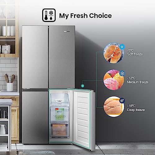 Hisense RQ561N4AC1 432 Four Door Refrigerator, No Frost Technology, Silver, 1 Year Warranty