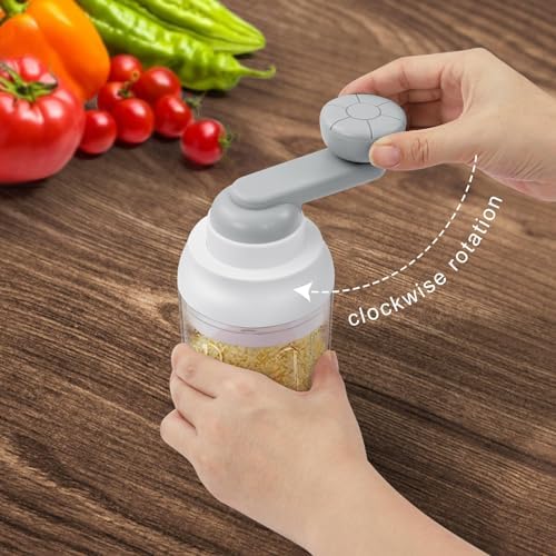 Azonee Manual Garlic Chopper, Food Chopper for Kitchen, 250ml Vegetable Chopper, Portable Mini Food Cutter for Vegetables, Fruits, Chili Peppers, Ginger, Onion, Garlic, Herbs and Meat