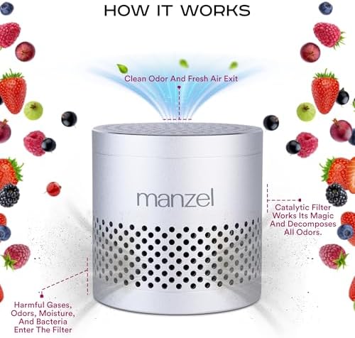 Manzel, Fridge and Freezer Odor Remover, 10 year Life Span, Air Freshener for Refrigerator and Home, Beats Baking Soda and Bamboo Charcoal, perfect for: Car, Shoe Box, Cat Litter, Gym Bag